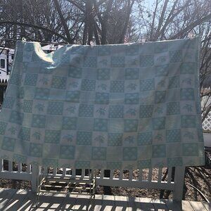 Nydel Damask Tablecloth Vintage Made In France Green Floral Patchwork